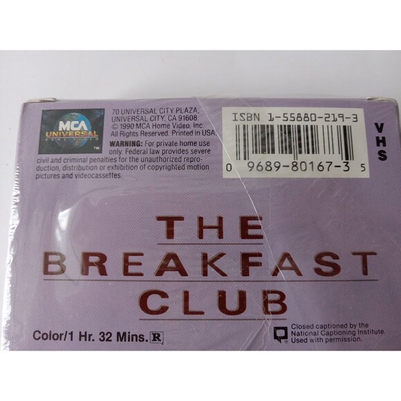 The Breakfast Club (1990 VHS) Teen Classic Estevez Nelson Ringwald Sheedy Hall - Picture 5 of 9